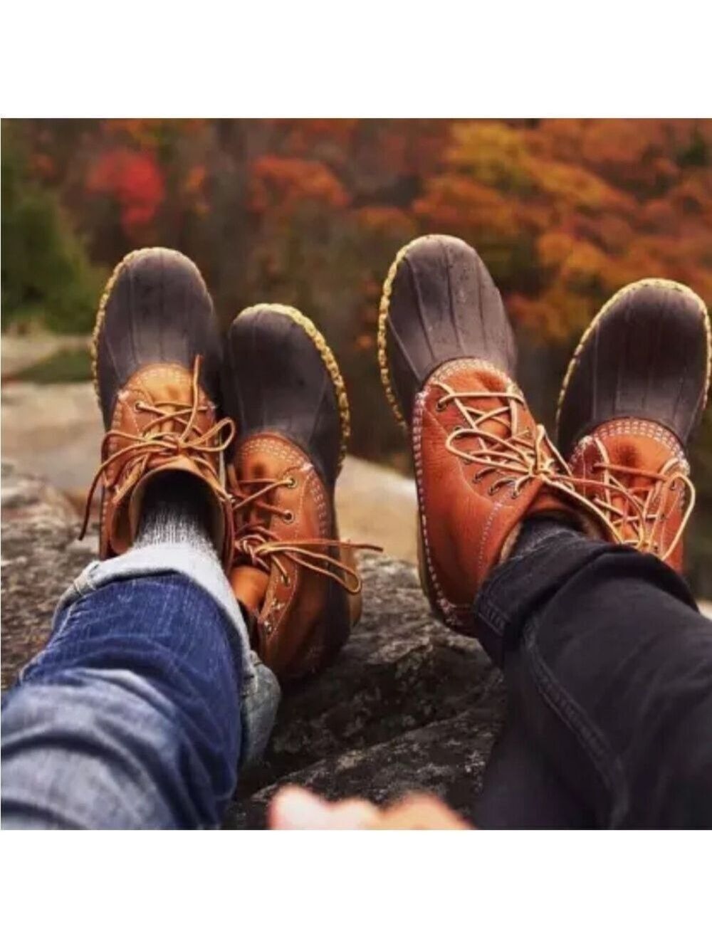 LL Bean Women’s Duck Boots Brown Rubber Leather – Size 6 LL Bean